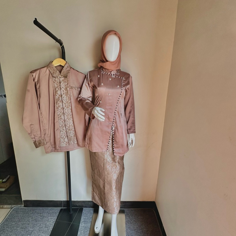 Set Couple Aliyah Tunik Brown Mix Songket