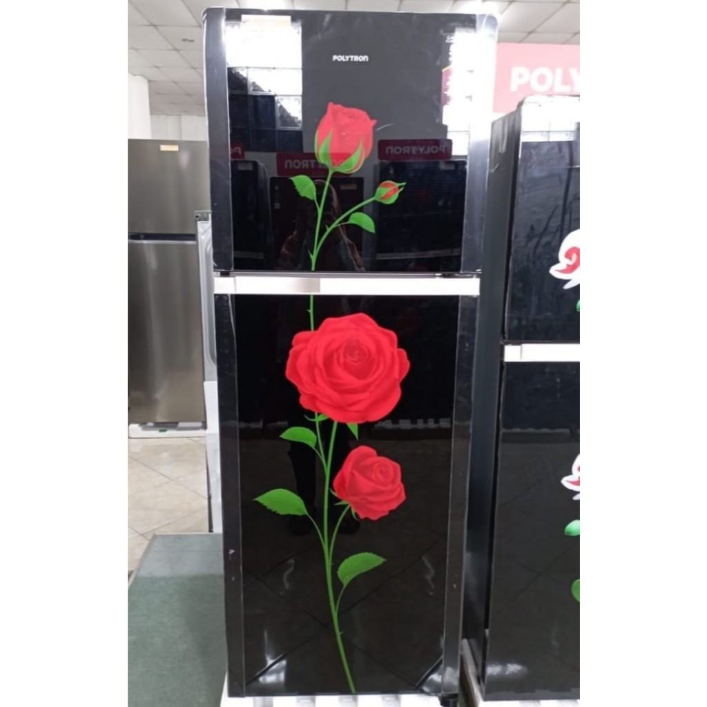 Kulkas 2 Dua Pintu Polytron PRM 21 CRX Motif Bunga Kapastias 210 Liter