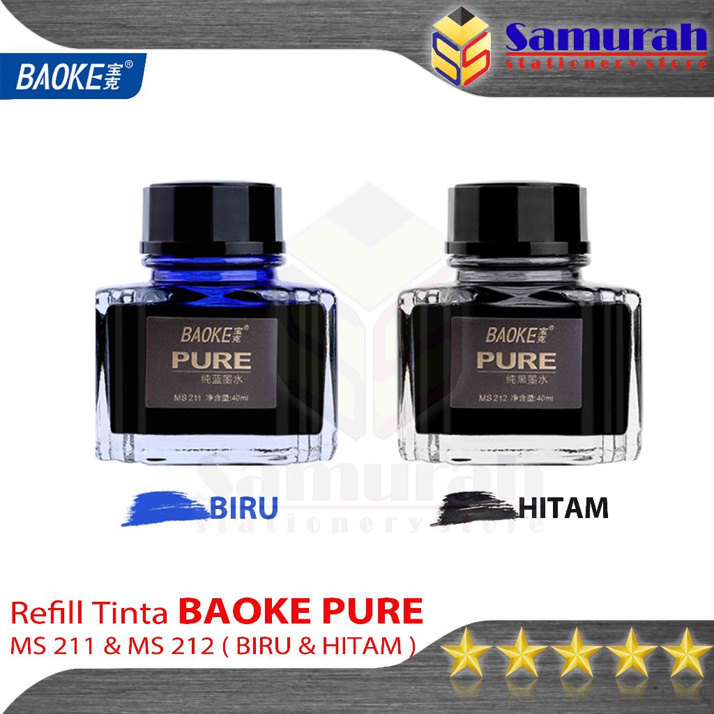 

Fountain Pen Ink Bottle MS 212 Hitam 40 ml / Isi Pena Iridium Baoke MS 211 Biru per 1 Pcs