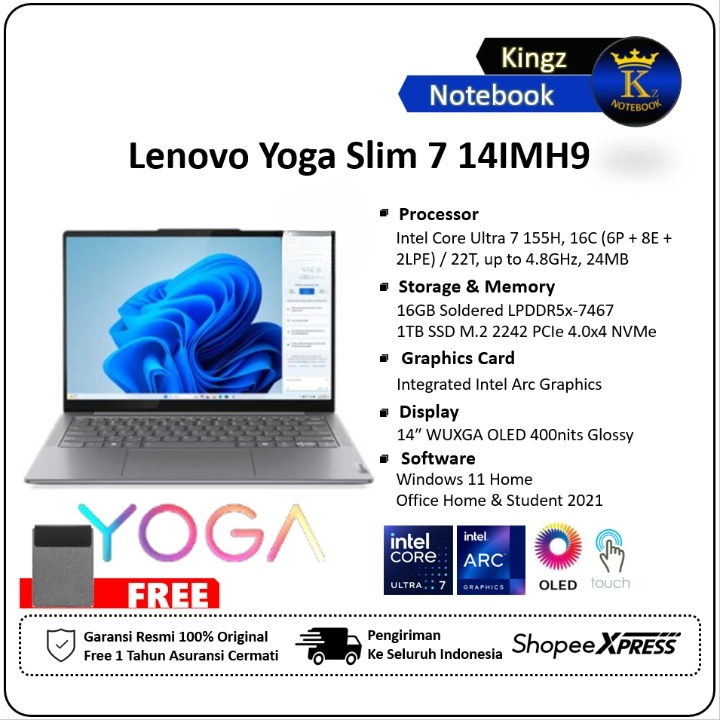 Lenovo Yoga Slim 7 14 Touch OLED Ultra 7 EVO 155H 16GB 1TB W11+OHS 14.0WUXGA