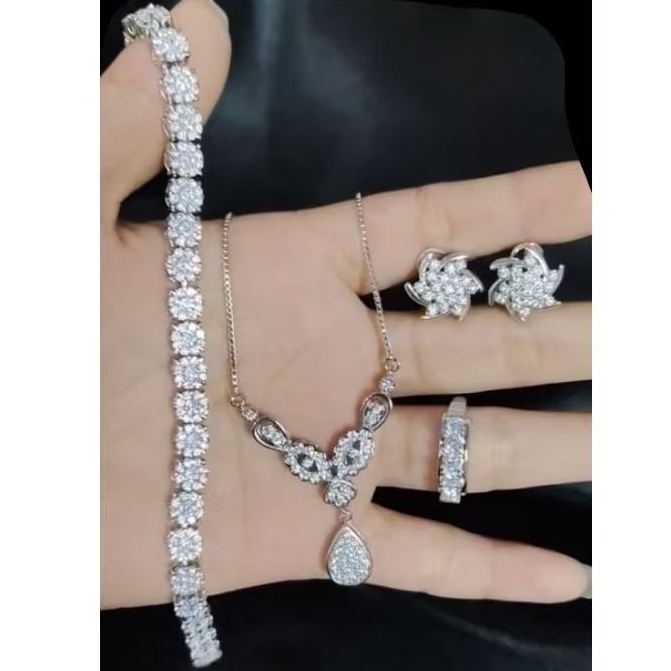 xuping88 set perhiasan wanita pesta warna silver mata Aurel anti hitam berkualitas elegan menarik