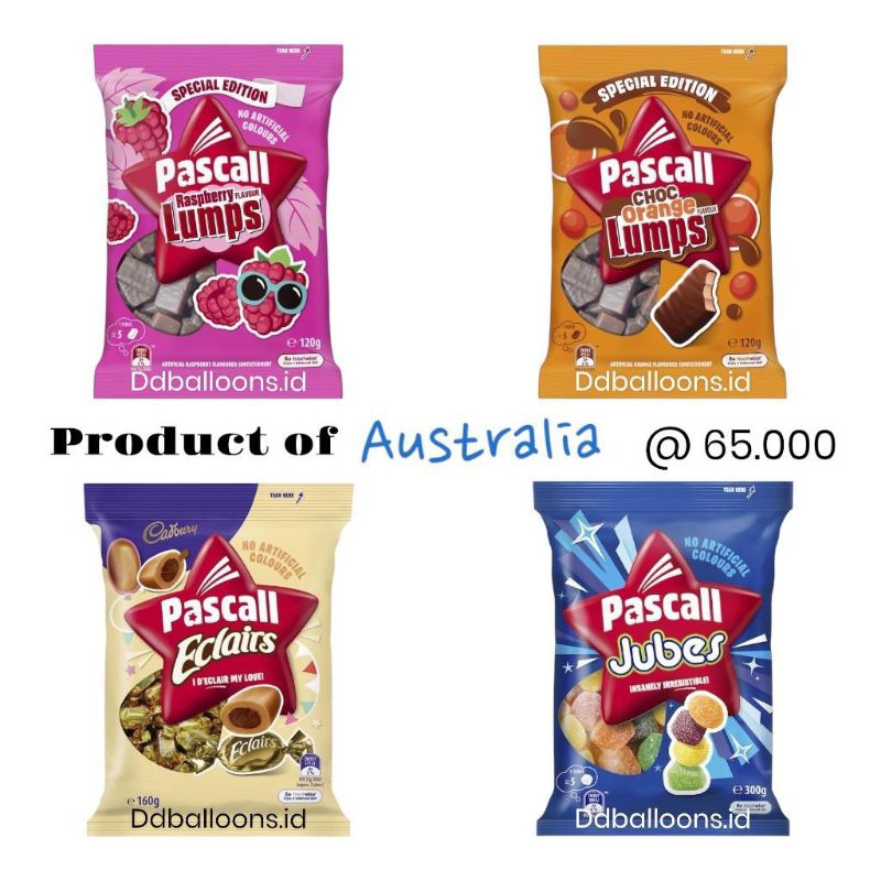 

COKLAT PERMEN AUSTRALIA PASCALL X CADBURY ECLAIRS/ PASCALL JUBES/ PASCALL LUMPS RASPBERRY/ PASCALL LUMPS ORANGE CHOCOLATE PERMEN YUPI JELLY COKLAT AUSTRALIA YUPI JELLY AUSTRALIA PERMEN JELLY ENAK MURAH MERIAH COKLAT RASA RASPBERRY COKLAT JERUK IMPORT