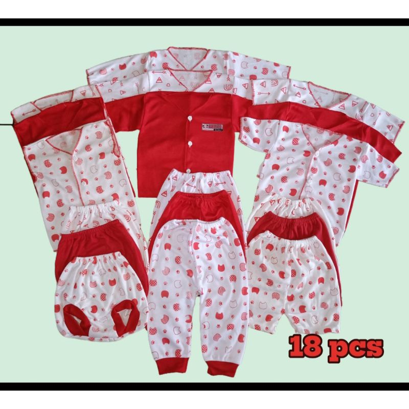 18 PCS BAJU BAYI BARU LAHIR/ PAKET BROJOL/ BAJU BAYI MOTIF HIJAU SAGE/ BAJU BAYI MURAH