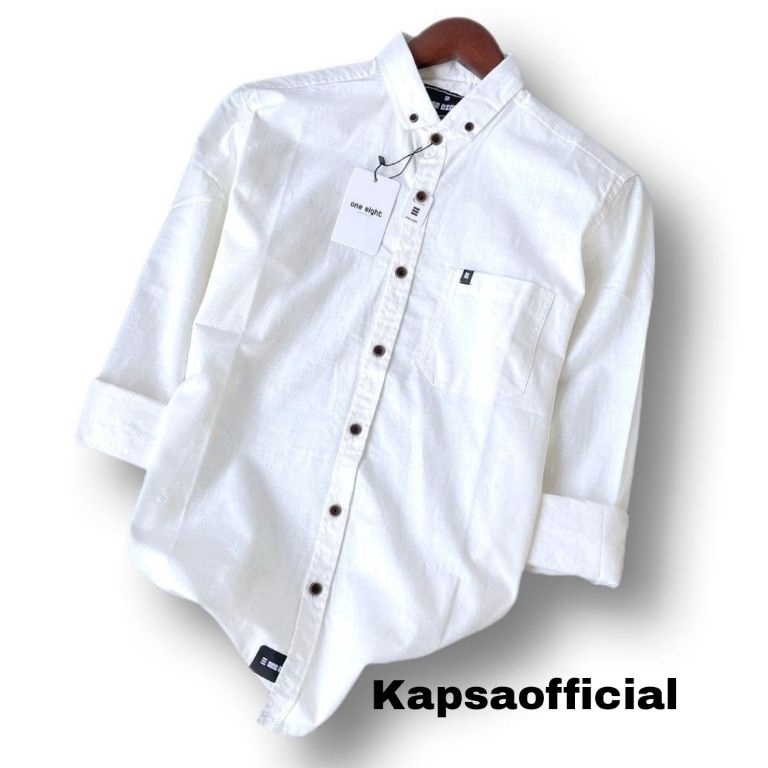 KODE A59H Kemeja Pria Flanel Polos Hitam Putih  SKIRTSOUT Lengan Panjang