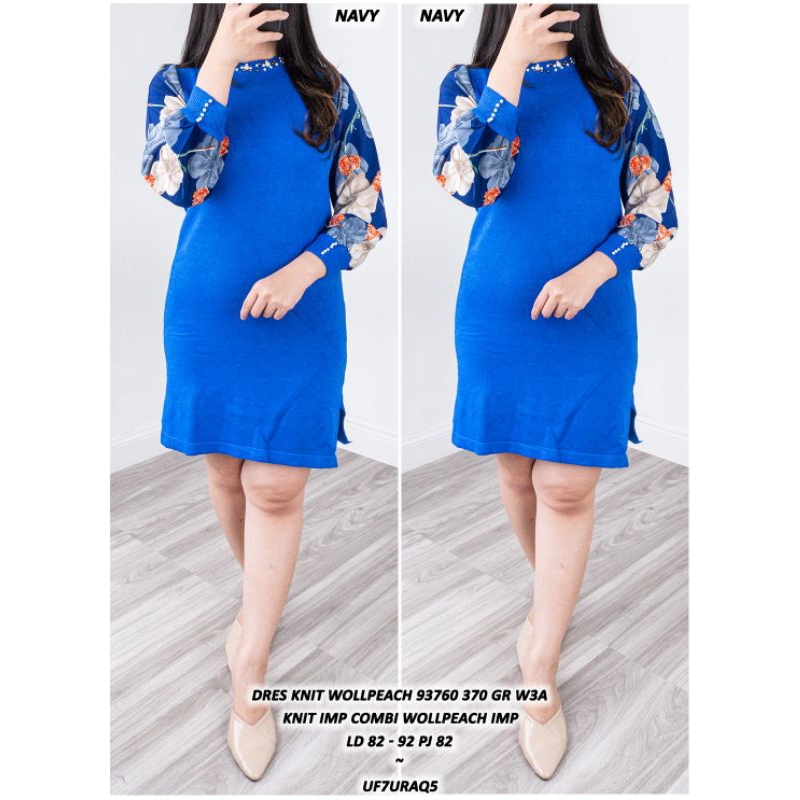 MIDI DRESS RAJUT BANGKOK PREMIUM LENGAN BALON MOTIF ASD 937600