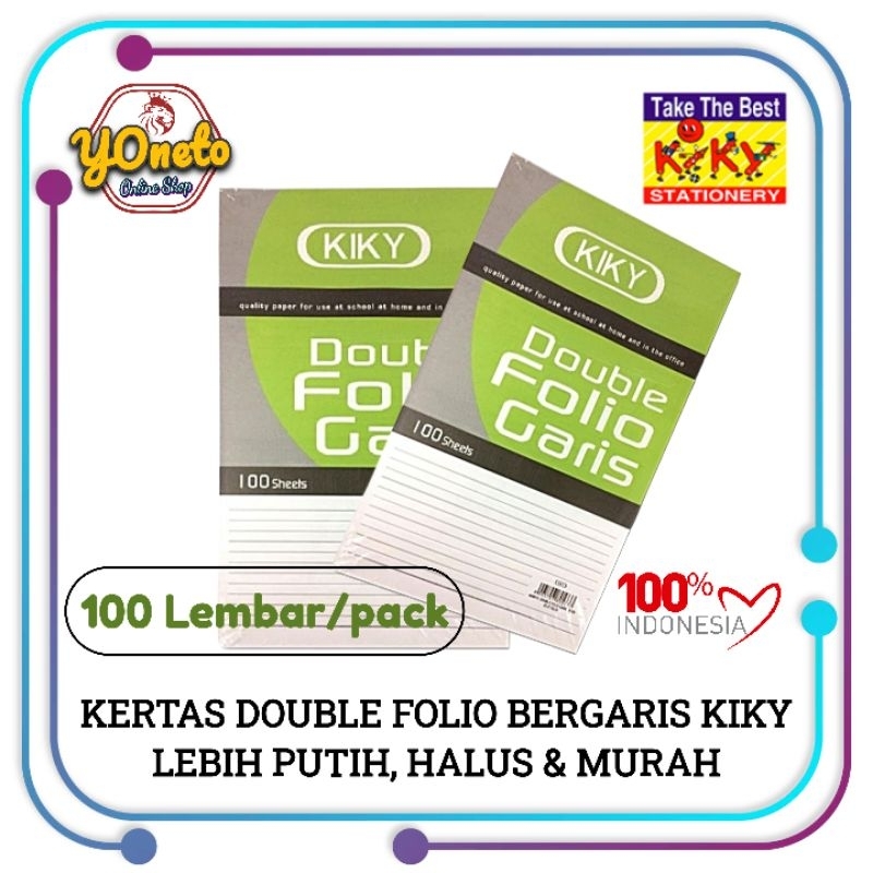 

Kertas Double Folio Bergaris KIKY 1Pack / 100Lembar.