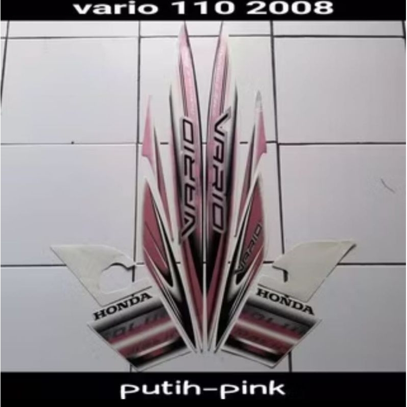 STIKER STRIPING LIS LES POLET PLAT BODY MOTOR HONDA VARIO KARBU 110 2008 VARLA PUTIH PINK