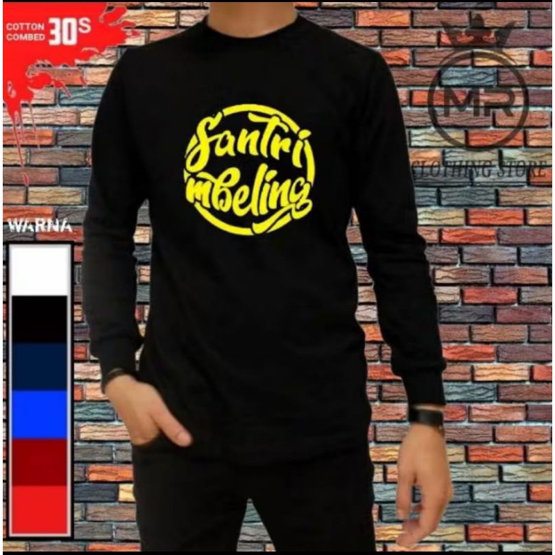 KAOS PANJANG LONGSLEVE SANTRI MBELING CORAK BULAT KUNING