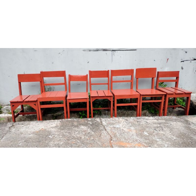 kursi siswa kayu jati finishing cat coklat