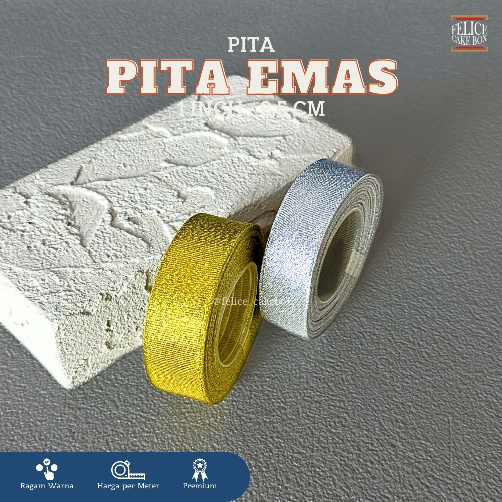 

PITA EMAS SILVER 1 INCH / 2,5 CM **PER METER**