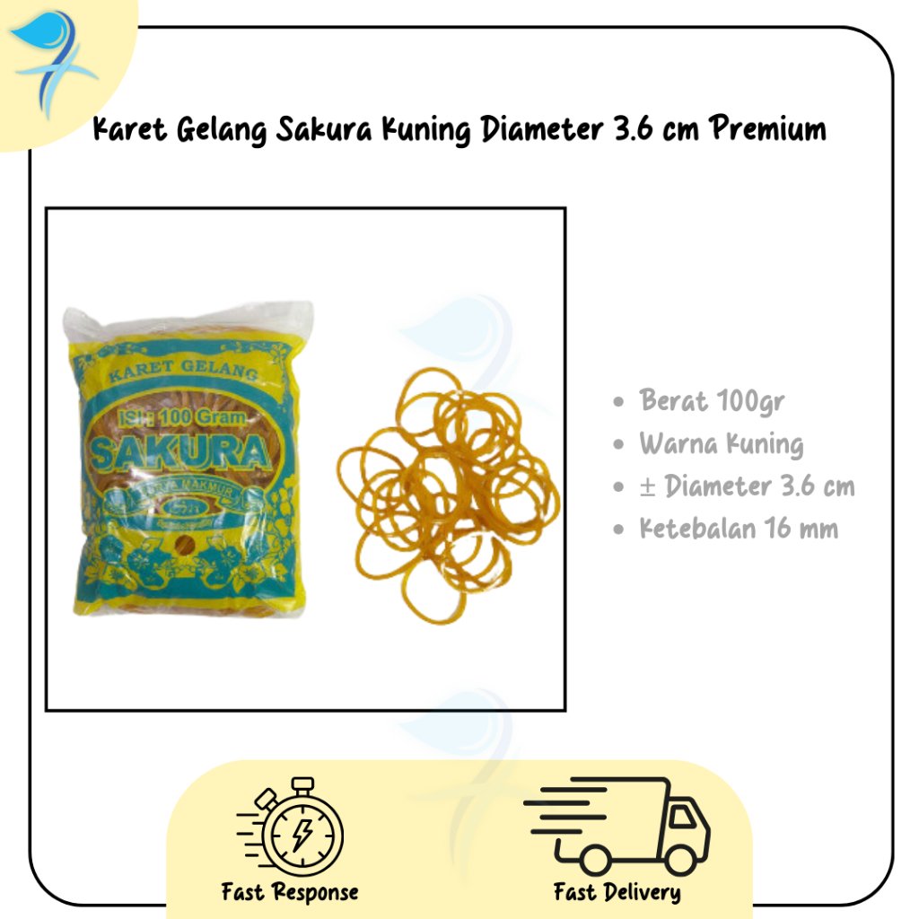 

Karet Gelang Sakura Kuning Premium 100 gram Diameter 3.6 cm