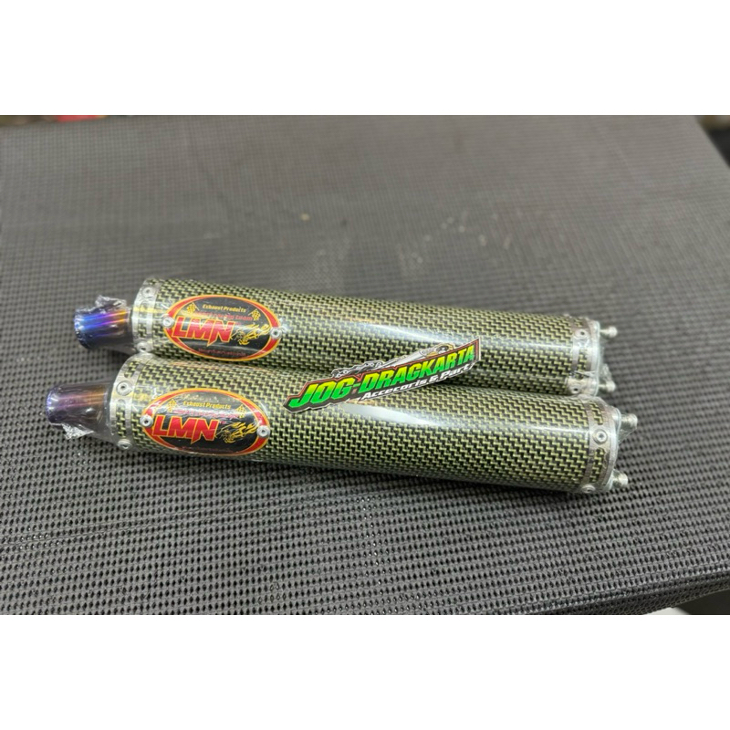 LMN SILINCER SLINCER KNALPOT 2TAK LMN CARBON ORIGINAL LMN THAILAND CARBON WARNA KUNING UJUNG TITANIU