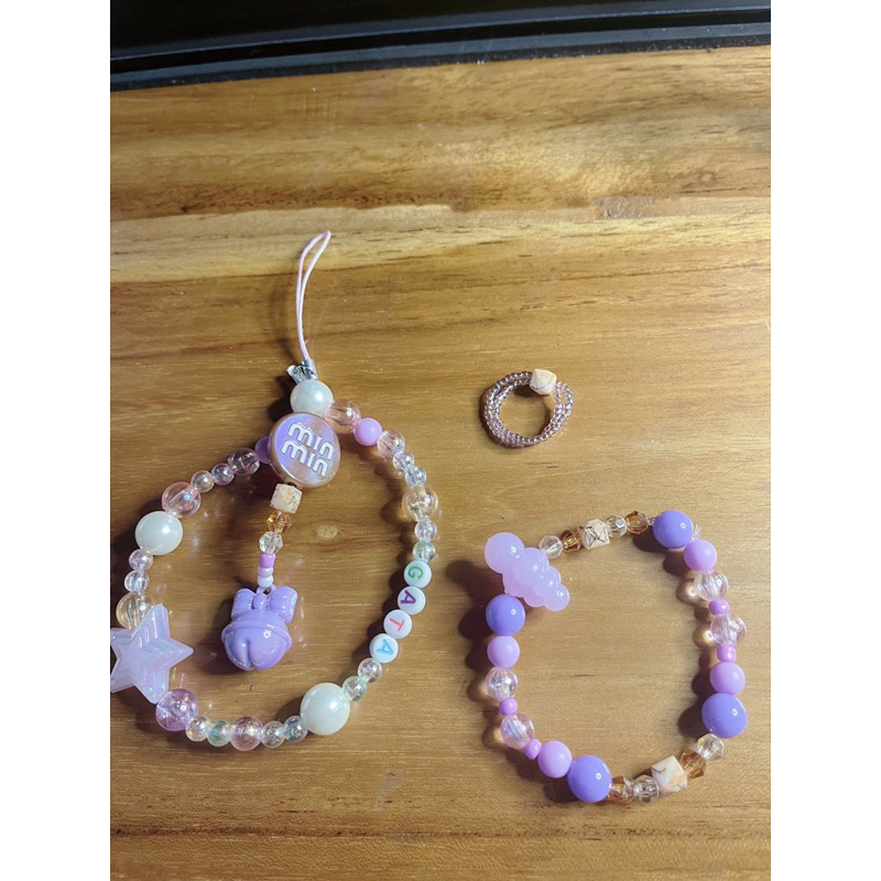 Manik One Set (strap phone manik/ bag strap , gelang, cincin)