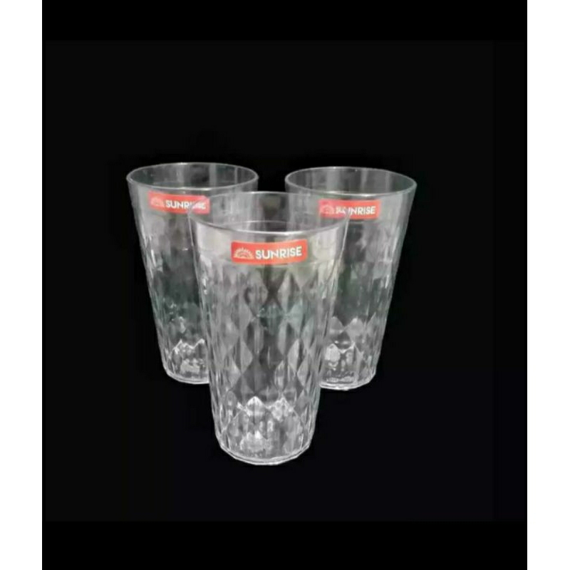 GELAS PLASTIK KRISTAL BENING TEBAL DIAMOND 500 ML / GELAS ES TEH / GELAS FOODCOURT BENING