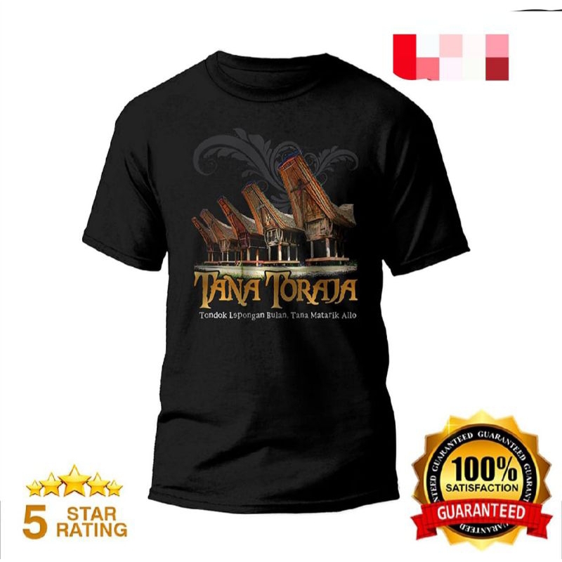 KAOS TANA TORAJA CORAK RUMAH ADAT