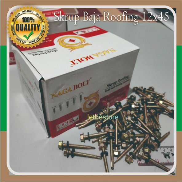 400 Pcs Sekrup Roofing Baut Atap Galvalum 4,5cm /12x45