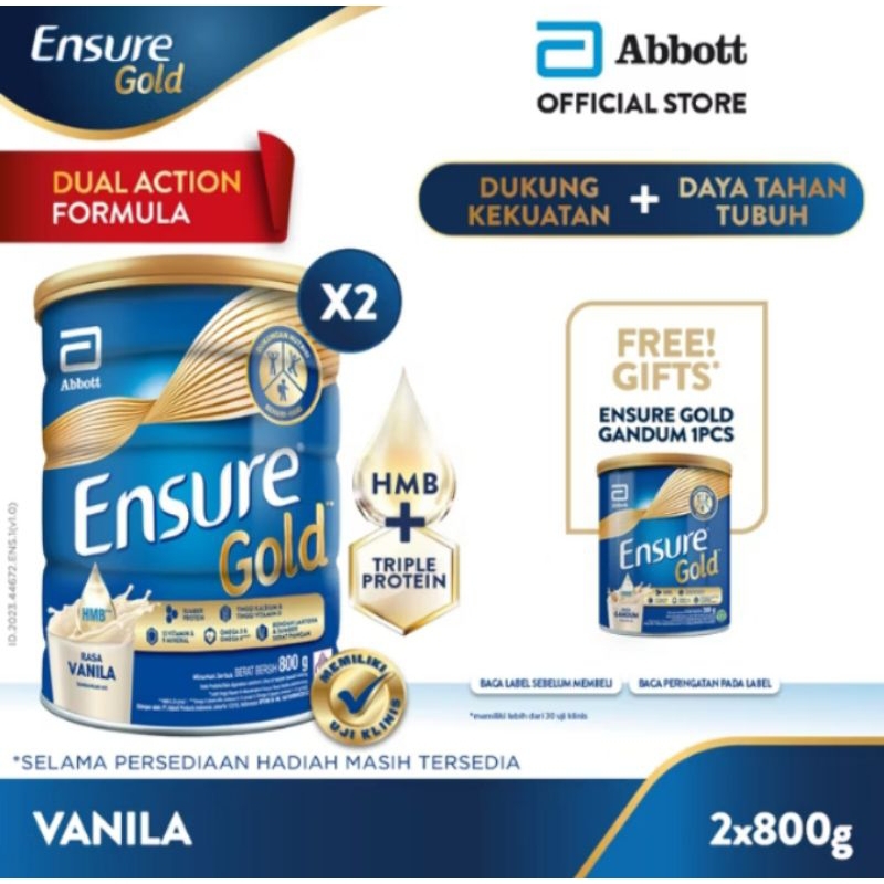 

PROMO ( BUY 2 FREE 1) ENSURE GOLD 800GR VANILA / COKLAT ( ED 03/2026)