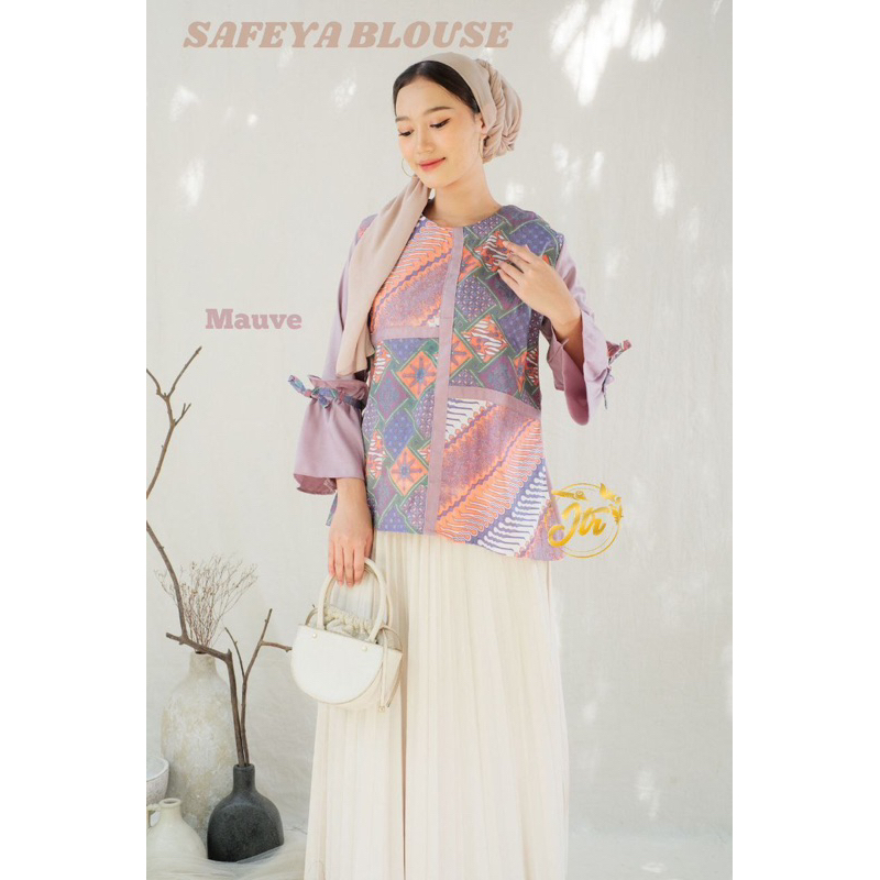Batik Wanita Safeya Blouse Warna Mauve Navbor Pink Batik Modern wanita kombinasi