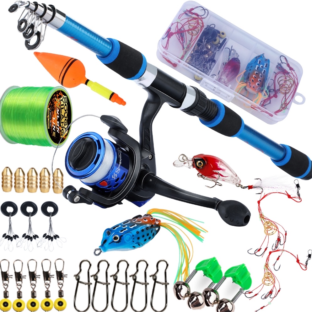 Terbaik Sougayilang 18M Joran Pancing Set 521 Gear Ratio Reel Pancing Spinning Fishing Reel Combo