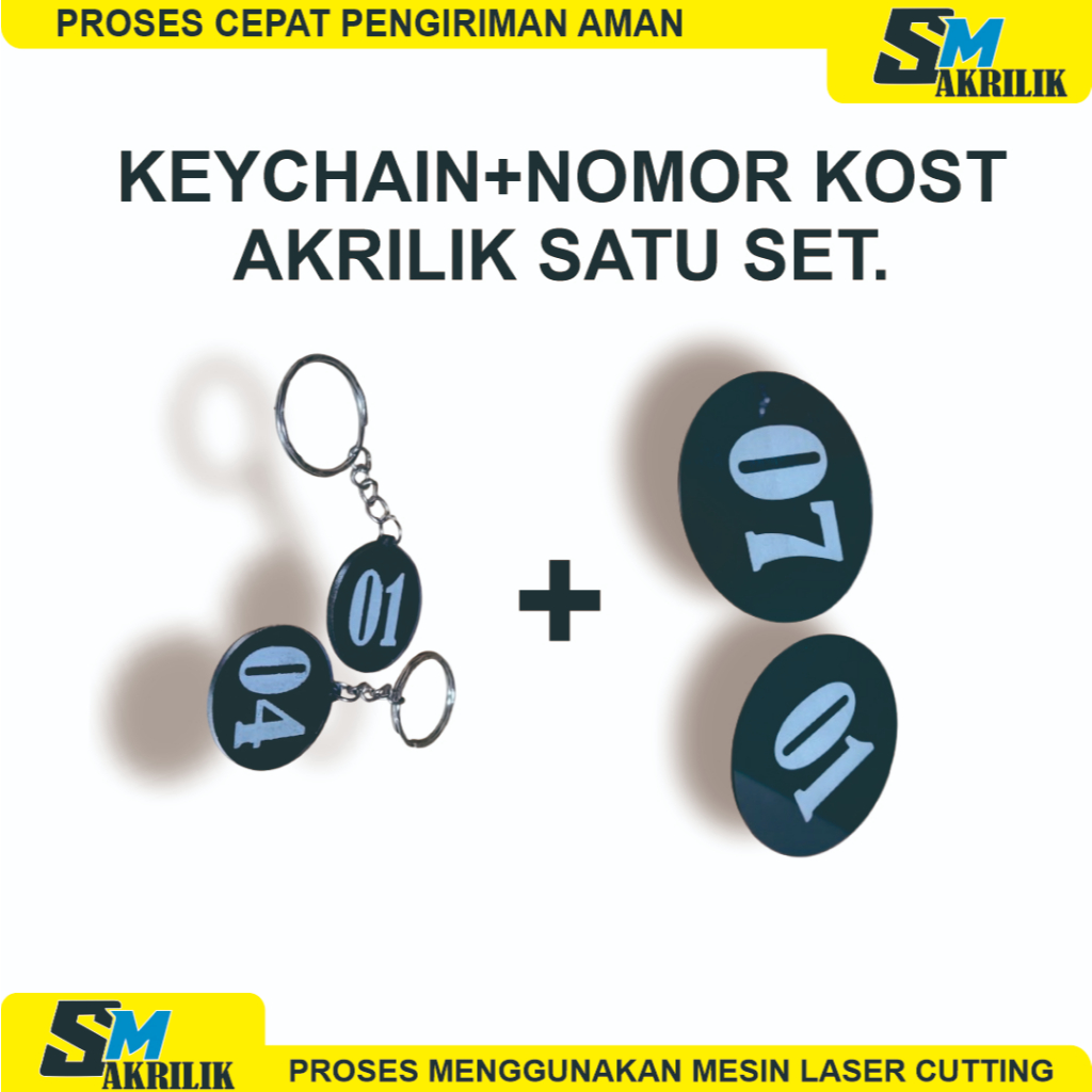 GANTUNGAN KUNCI NOMOR AKRILIK SET NOMOR KOST KEYCHAIN ACRYLIC NOMOR RUMAH NOMOR KONTRAKAN