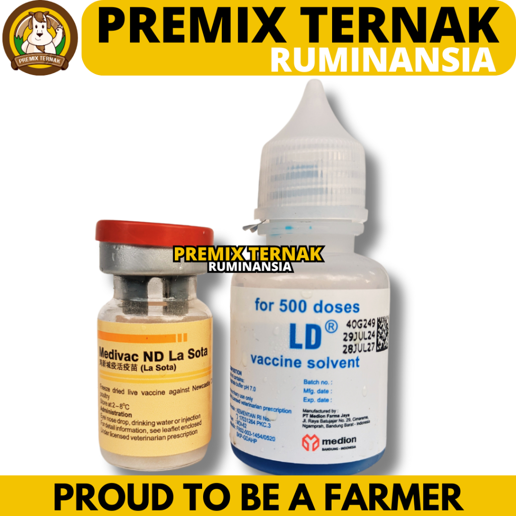 VAKSIN ND LASOTA DOSIS 500 EKOR + PELARUT MEDIVAC MEDION - Vaksin Ayam Tetes Mata Nd Lassota Tetelo