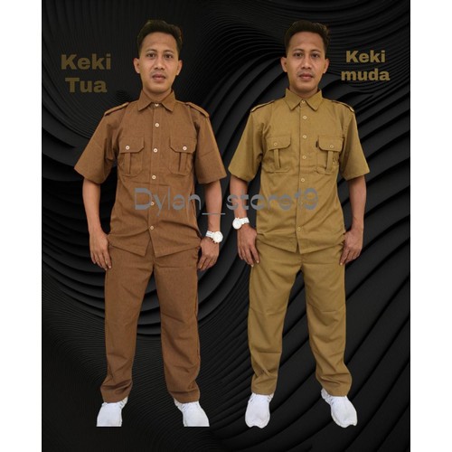 promo Setelan Seragam PNS Polos khaki tua/muda Cowok Premium Seragam Dinas Kerja Laki Laki premium