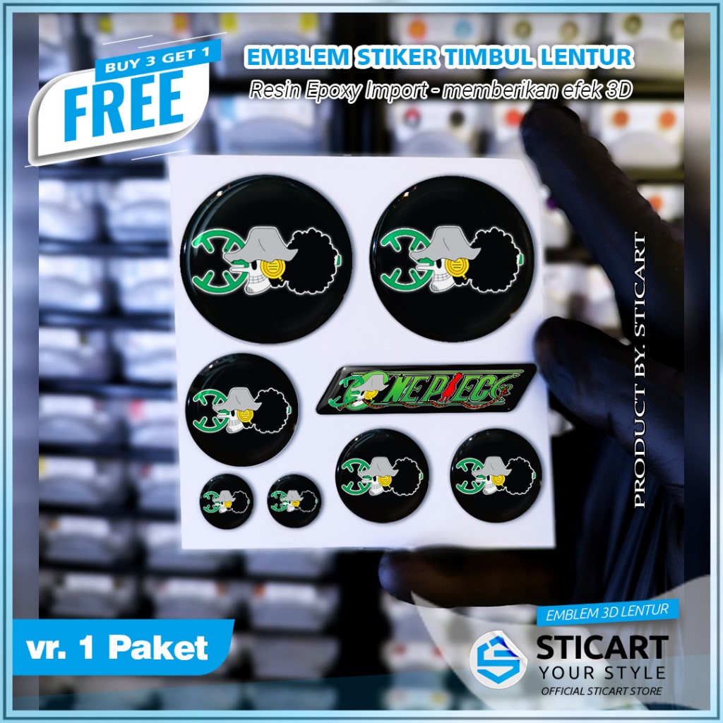 EMBLEM USOPP Series ONE PIECE TIMBUL STIKER MOTOR PAKET 3D EMBLEM TIMBUL LENTUR