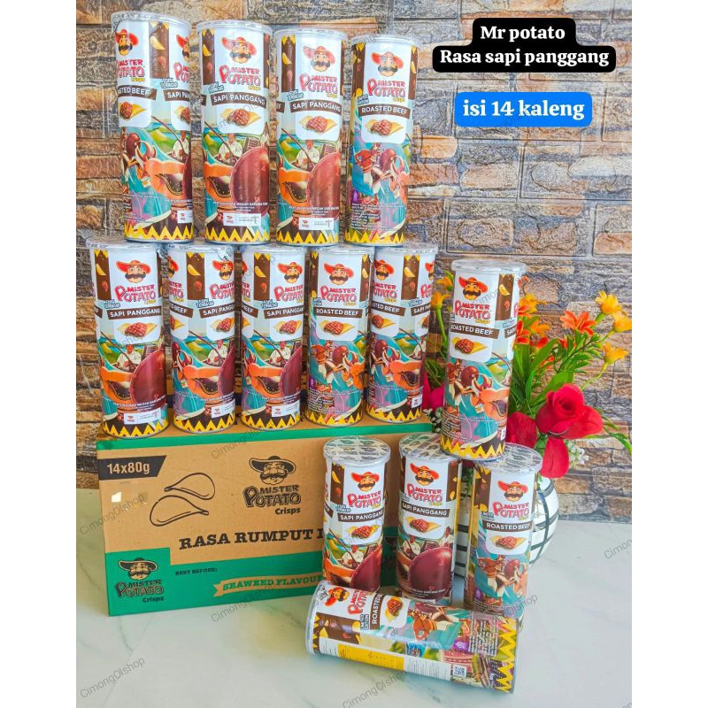 

Mister potato chips 1 karton 14 kaleng @80gr