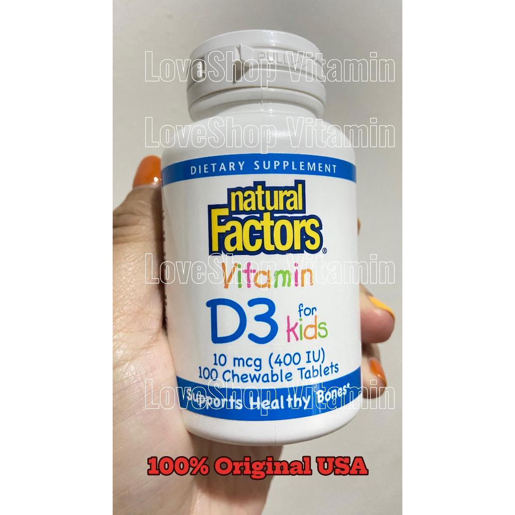 Natural Factors vitamin D3 for kids tablets tablet vit d anak 400 iu 100% ORIGINAL USA bisa dikunyah