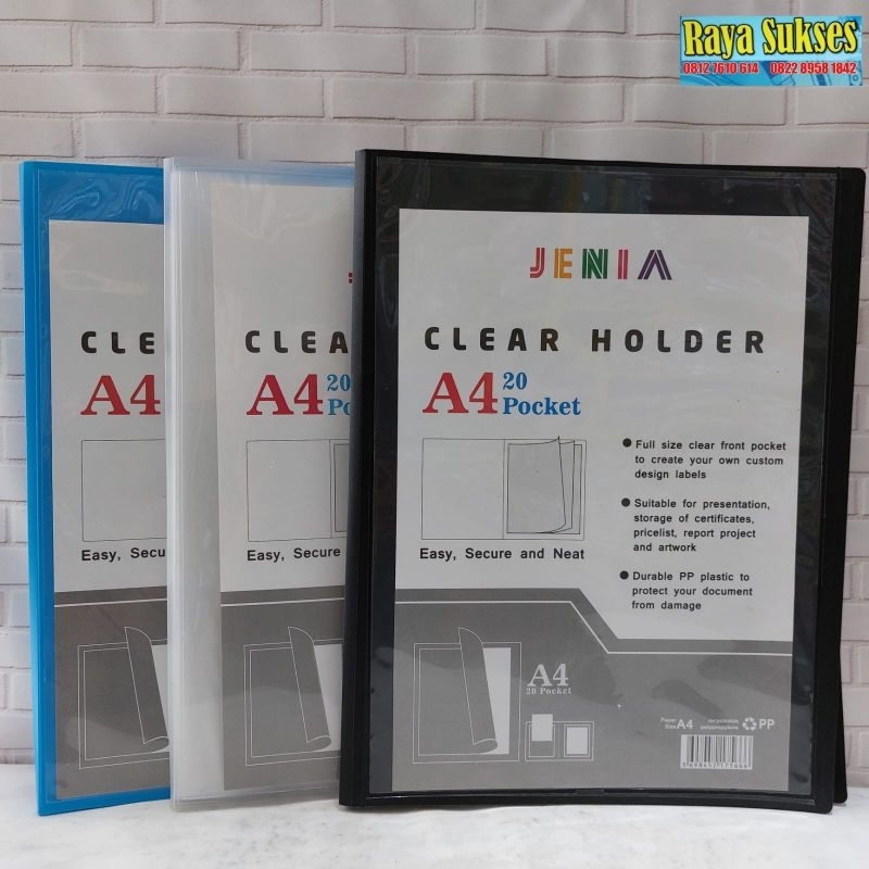 

Clear Holder Jenia A4 20 Pocket/Map File jenia Report/ Map File