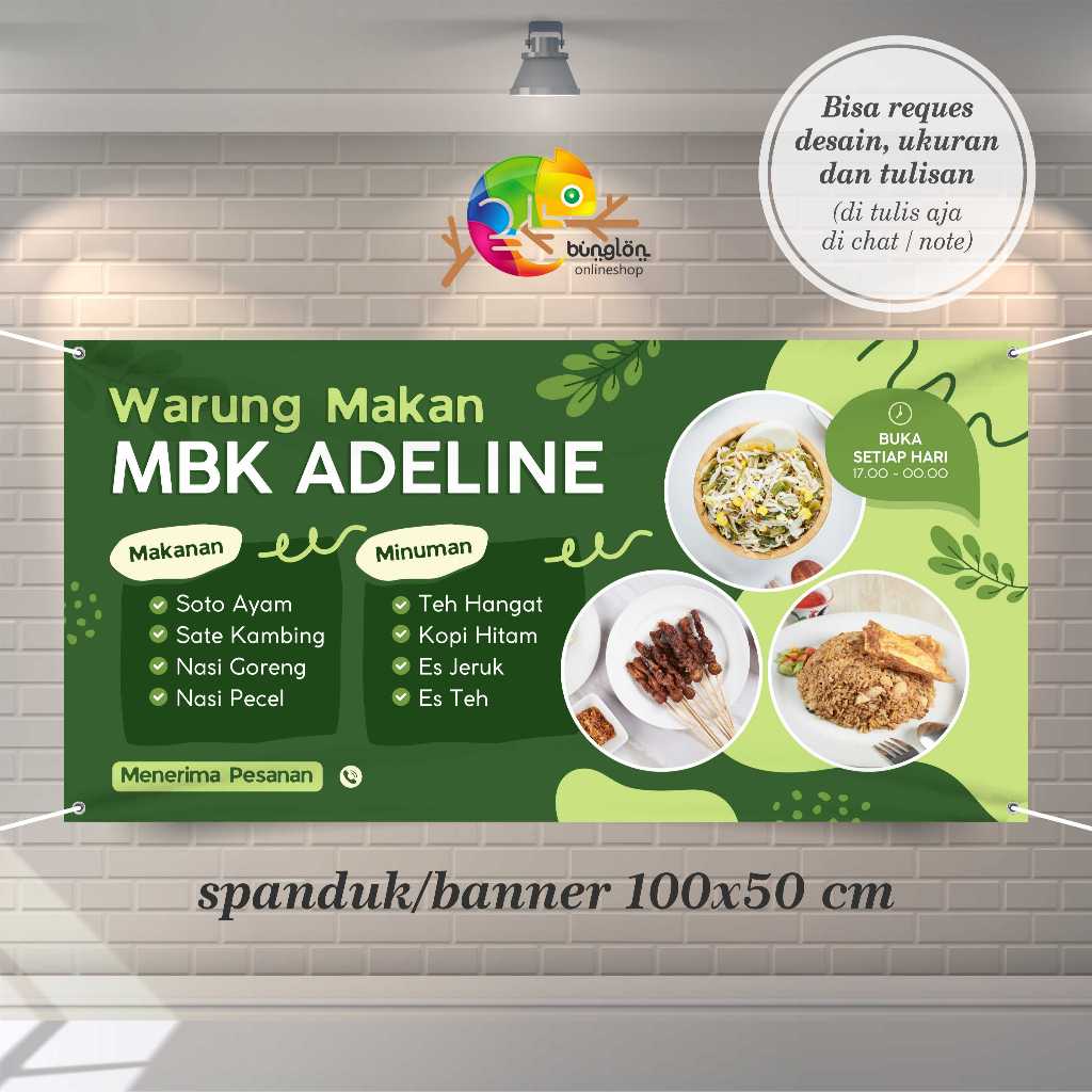 Cetak Spanduk Banner Krem Ilustrasi Ceria Banner Rumah Makan