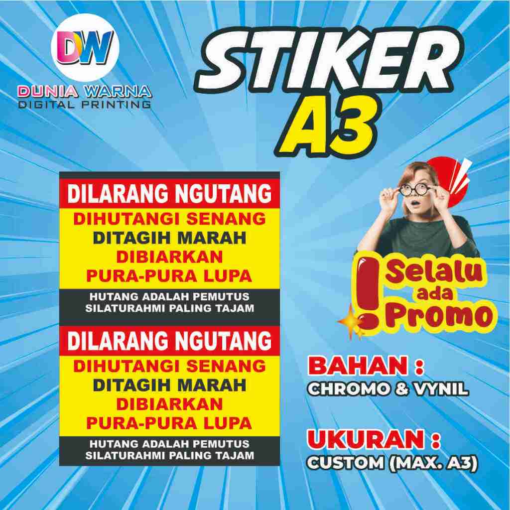 

STIKER DILARANG HUTANG PO/DILARANG HUTANG/TIDAK BOLEH NGUTANG
