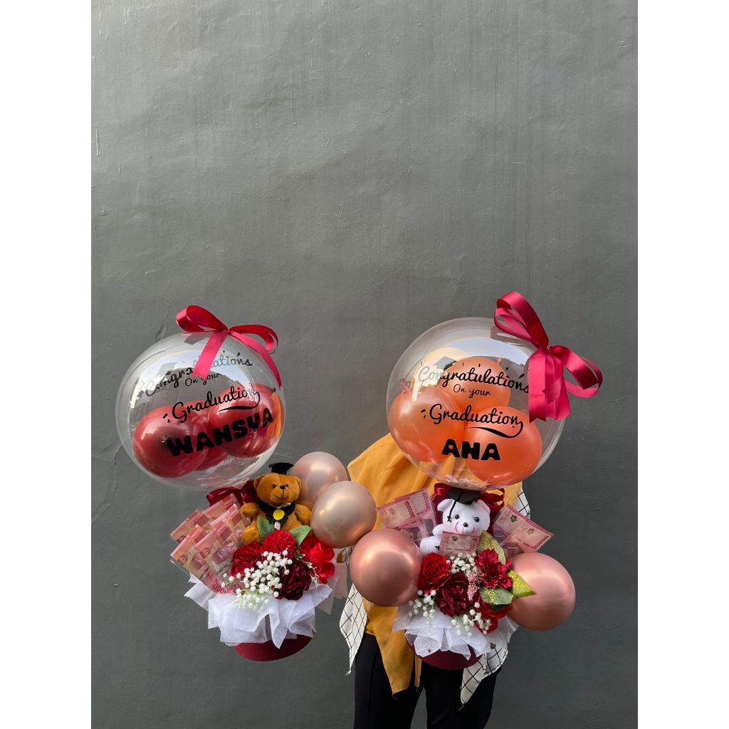 Bloom Box Balon Mix Uang / Balon Hadiah / Hadiah Wisuda