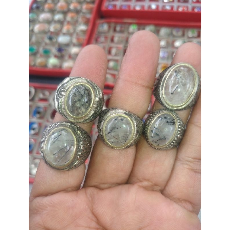 Batu akik kecubung rambut asli natural