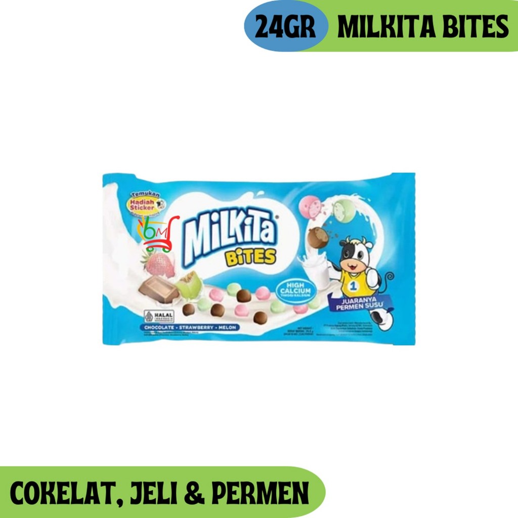 

Milkita Bites Permen Tinggi Kalsium Rasa Cokelat, Stroberi dan Melon