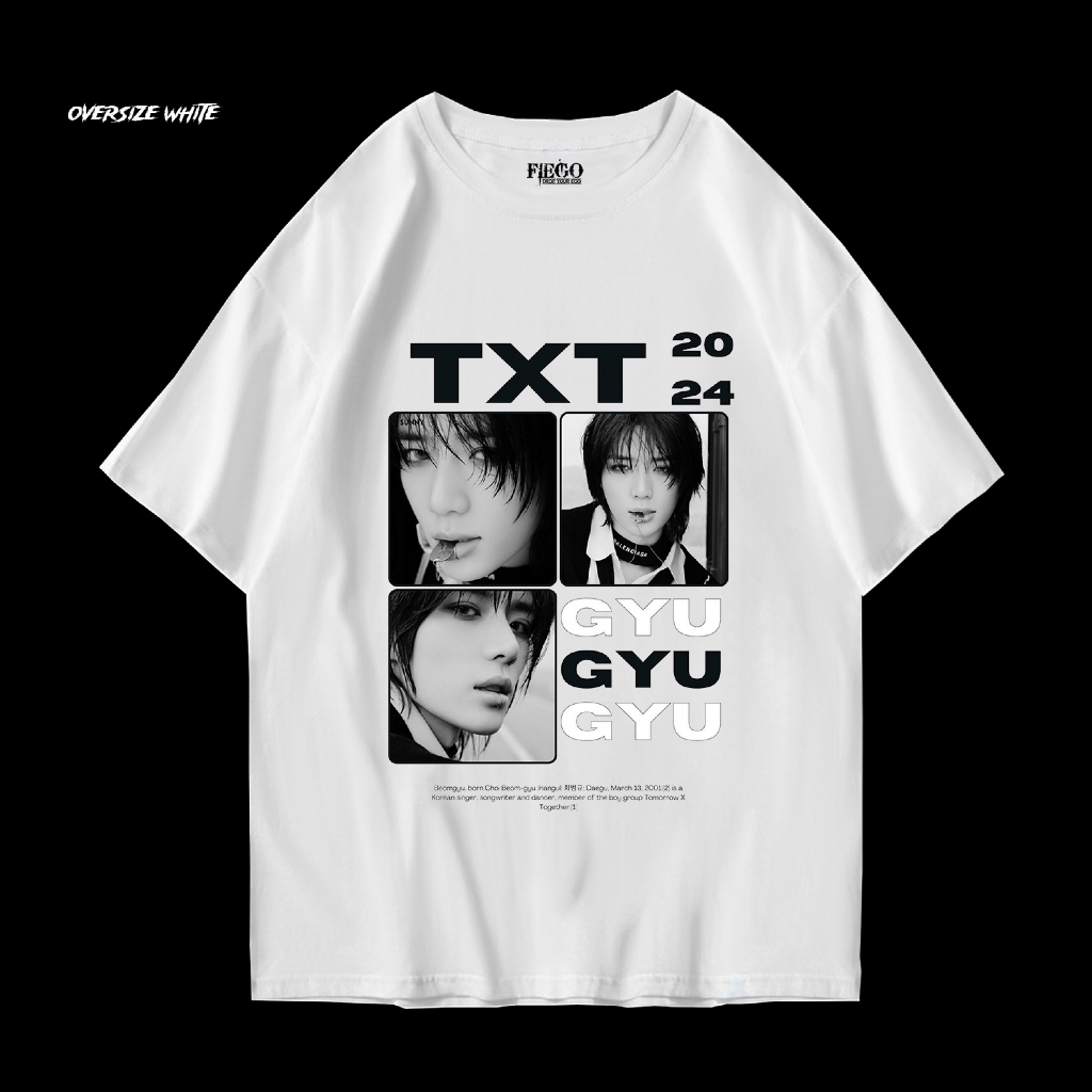 Fiego "TOMORROW X TOGETHER BEOMGYU" | Premium White Oversize T-Shirt | White TShirt