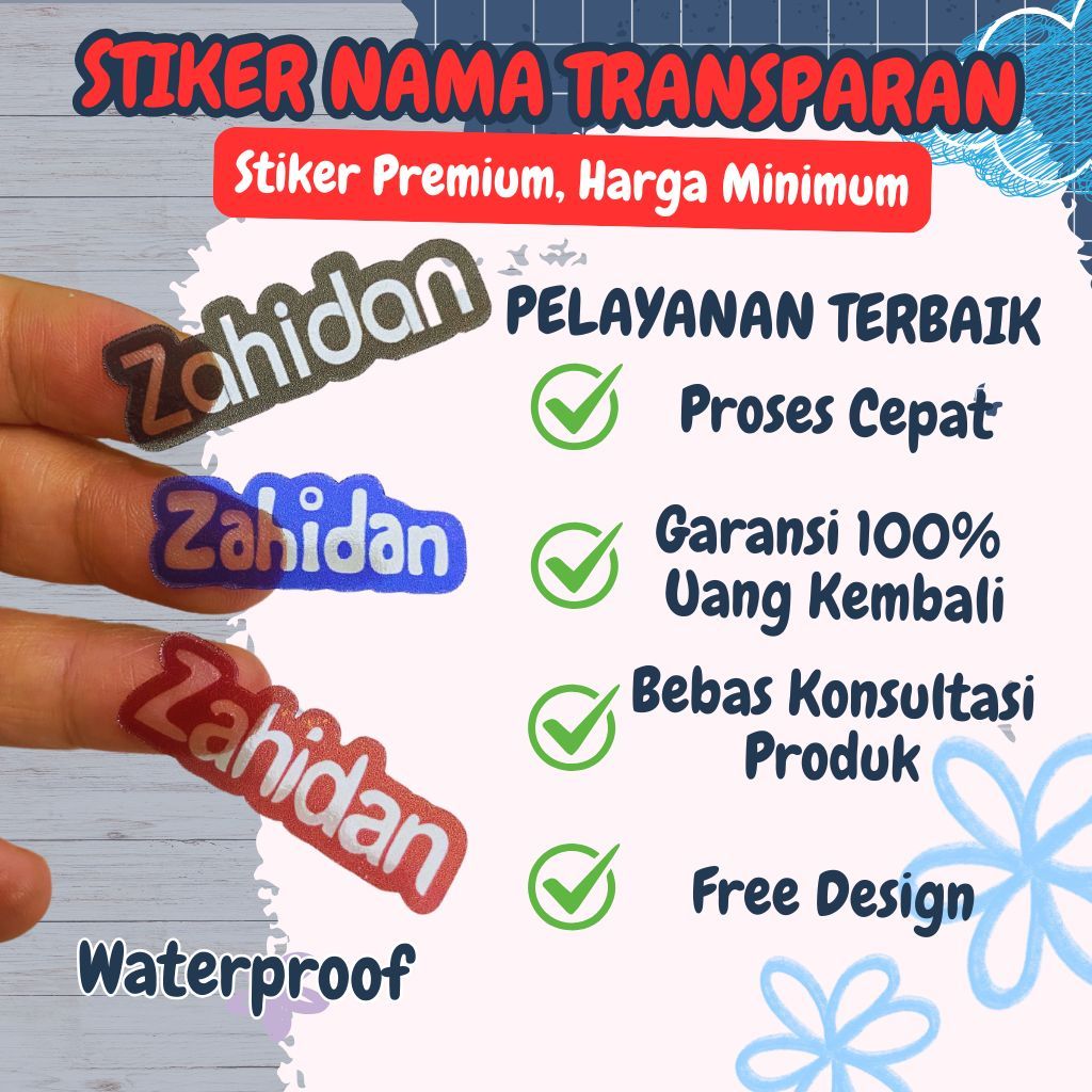 

36 PCS Transparan Stiker Label Nama - Waterproof - Stiker Tumbler [PURNAMA STICKER]