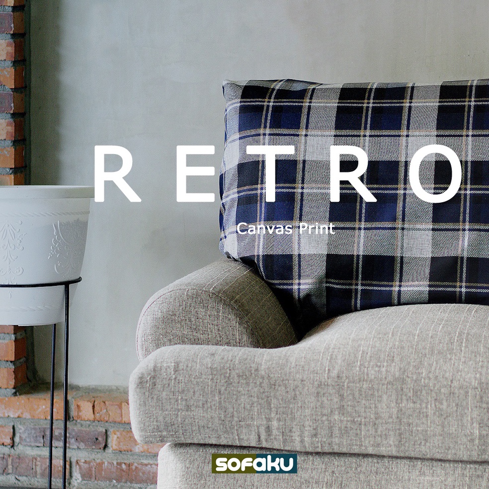 KODE D46P RETRO Canvas Print Fabric  Yugos Bahan American Classic Retro Sofa Bahan Kain Petak Vintag