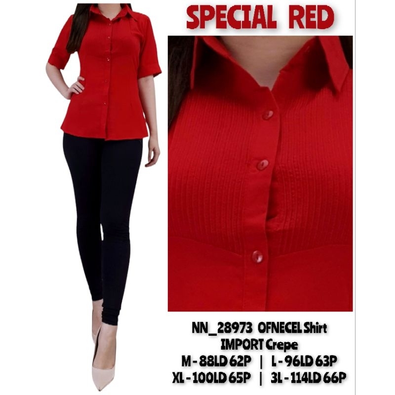 Atasan blus wanita ofnecel merah natal , lebaran , imlek 28973