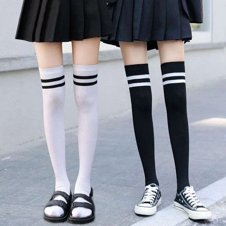 KODE X98A Kaos Kaki Wanita Over Knee Panjang Diatas Lutut Kaus Kaki Jk Kaki Tipis Bertekanan