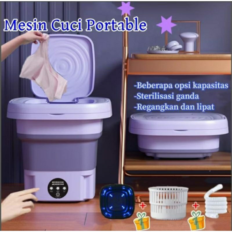Mesin CUCI Mini Portable Otomatis Lipat 2 Tabung 8L Mesin Cuci Lipat Pengering