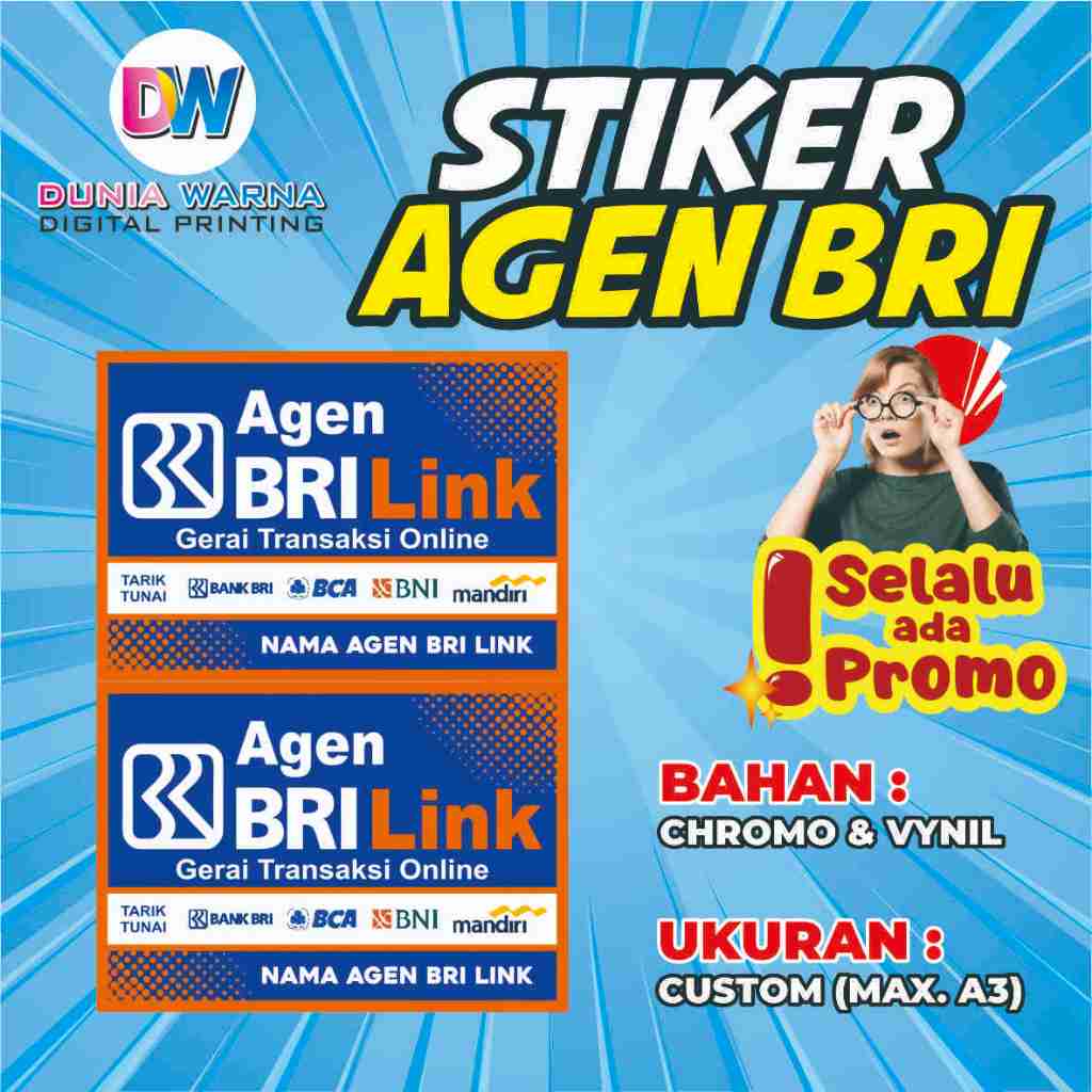 

Cetak Sticker Agen BRI/Cetak Stiker Custom