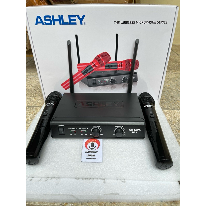 Microphone Mic Wireless ASHLEY D99 D 99 D-99 Dual Handle Mik Genggam Mikrofon Vocal Original Tanpa K