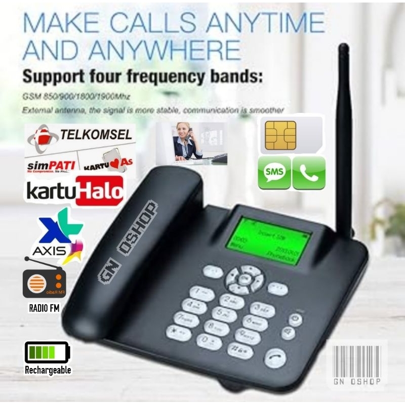 Telepon GSM Rumah Kantor Pesawat Telp Telpon Telephone Home Sim Card Gsm Fwt Fwp Wireless GSM Desk P