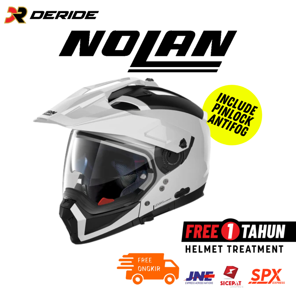 Nolan N70-2 X Classic N-Com 005 Metal White Full Face Crossover Modular SNI Original