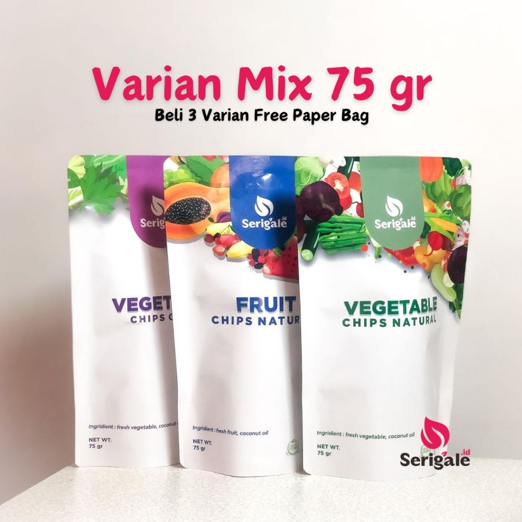 

Free Paper Bag Bundling Mix Buah Sayur Gurih Kemasan Standing Pouch 75 Gr
