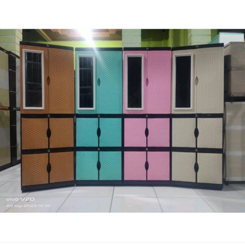 Lemari Plastik Gantung Baju Cermin Diva Mini Super Kunci Kaca/ Lemari Murah Kuat Minimalis