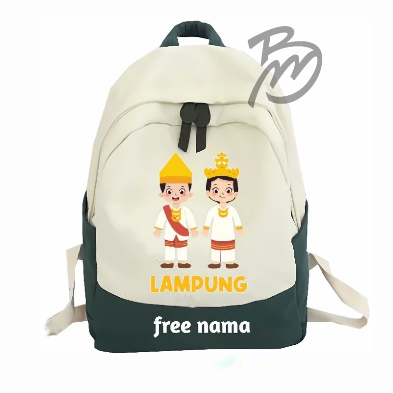 tas ransel anak sekolah TK SD SMP SMA tas ransel backpack pria/wanita motif baju tradisional Lampung