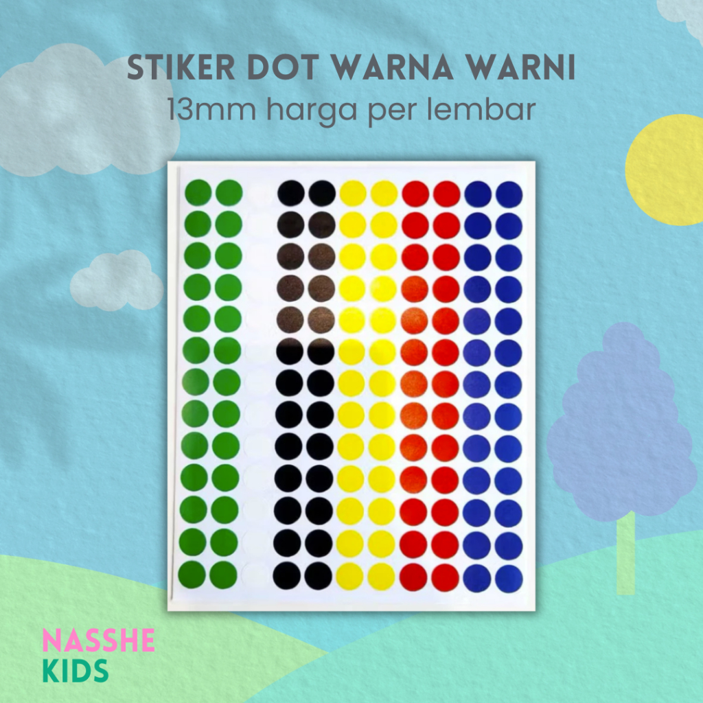 

NASSHE KIDS - Sticker dot label t&j warna 13mm ecer / sticker lingkaran 1.3cm harga per lembar