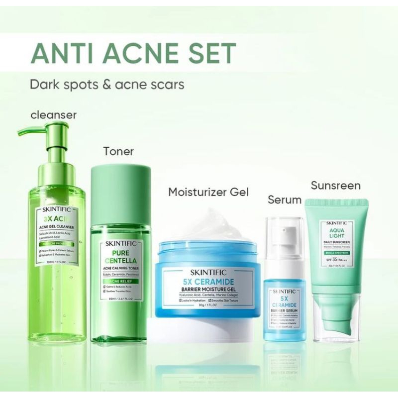 SKINTIFIC ANTI ACNE SET SKINCARE 5IN1